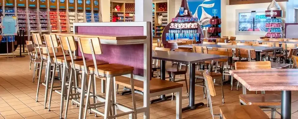 Custom metal work for tables and chairs in a Hershey restaurant