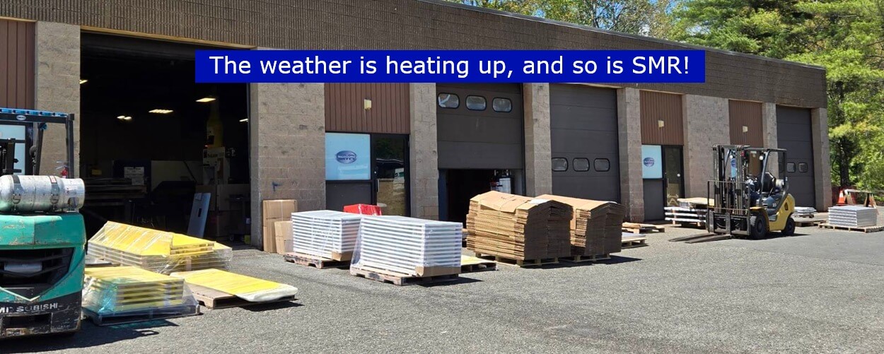 SMR shop exterior with many parts ready for shipping